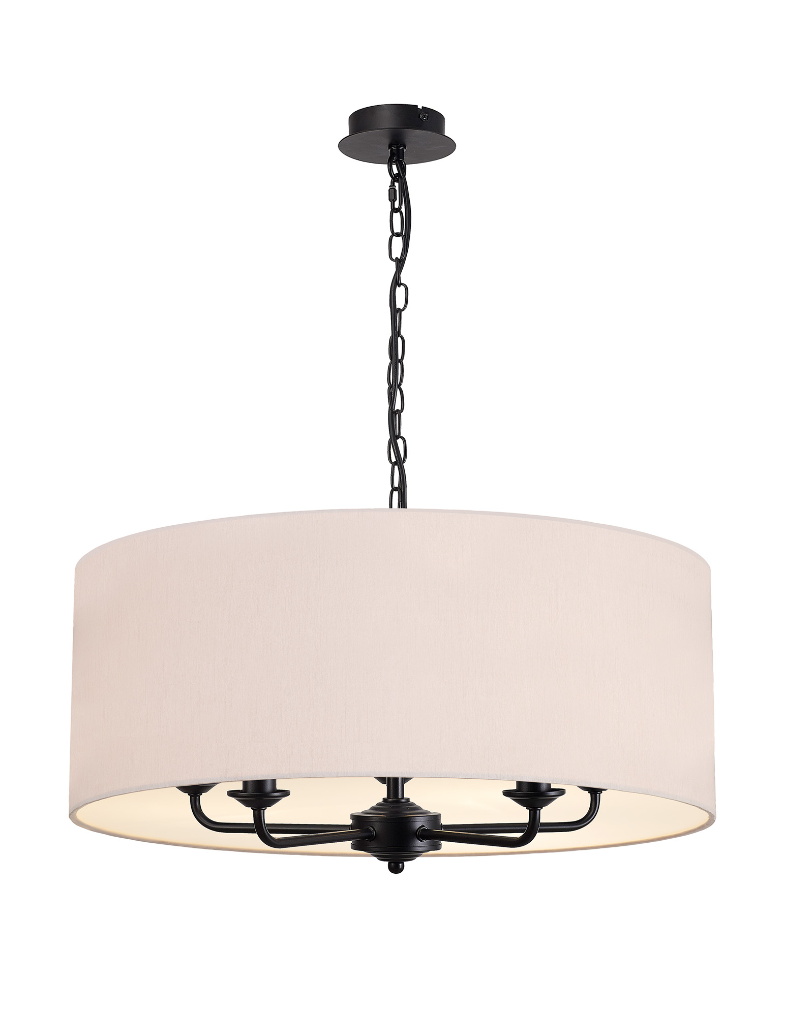 DK1048  Banyan 60cm 5 Light Pendant Matt Black, Nude Beige